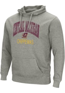 Colosseum Central Michigan Chippewas Mens Grey No 1 Distressed Long Sleeve Hoodie