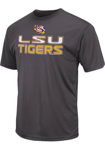 Colosseum LSU Tigers Grey Stacked Name Short Sleeve T Shirt