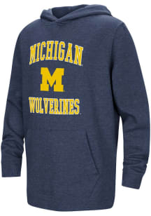 Youth Michigan Wolverines Navy Blue Colosseum No 1 Campus Long Sleeve Hooded Sweatshirt