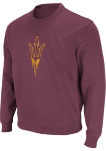Colosseum Arizona State Sun Devils Mens Maroon Stadium Logo Long Sleeve Crew Sweatshirt