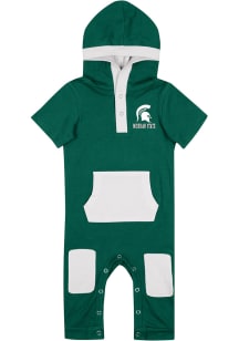 Baby Michigan State Spartans Green Colosseum Keyboard Short Sleeve One Piece