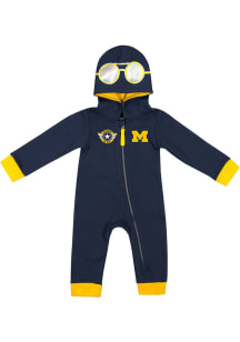 Baby Michigan Wolverines Navy Blue Colosseum On a Mission Long Sleeve One Piece