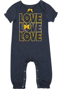 Baby Michigan Wolverines Navy Blue Colosseum Rock Star Short Sleeve One Piece