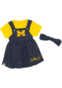 Baby Girls Michigan Wolverines Navy Blue Colosseum Legend Short Sleeve Dress