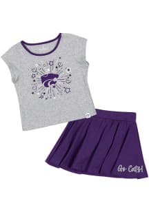 Colosseum K-State Wildcats Toddler Girls Minds Their Molding Top and Bottom Set Grey