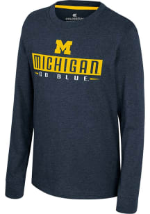 Youth Michigan Wolverines Navy Blue Colosseum Schnebly Long Sleeve T-Shirt