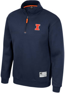 Colosseum Illinois Fighting Illini Mens Navy Blue Ill Be Back Long Sleeve 1/4 Zip Pullover