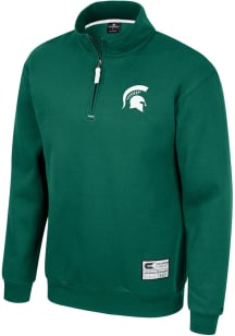 Colosseum Michigan State Spartans Mens Green Ill Be Back Long Sleeve 1/4 Zip Pullover