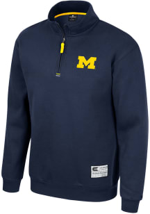 Colosseum Michigan Wolverines Mens Navy Blue Ill Be Back Long Sleeve 1/4 Zip Pullover