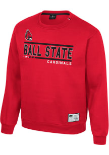 Colosseum Ball State Cardinals Mens Red Ill Be Back Long Sleeve Crew Sweatshirt