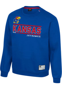 Colosseum Kansas Jayhawks Mens Blue Ill Be Back Long Sleeve Crew Sweatshirt