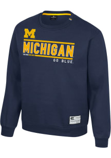 Colosseum Michigan Wolverines Mens Navy Blue Ill Be Back Long Sleeve Crew Sweatshirt