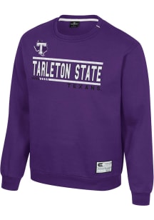 Colosseum Tarleton State Texans Mens Purple Ill Be Back Long Sleeve Crew Sweatshirt