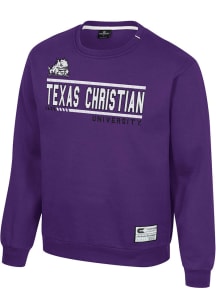 Colosseum TCU Horned Frogs Mens Purple Ill Be Back Long Sleeve Crew Sweatshirt