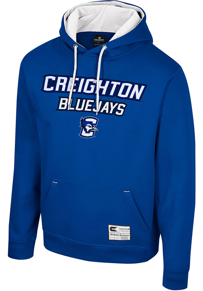 Colosseum Men's Creighton Bluejays Grey Hoodie, XXL, Gray