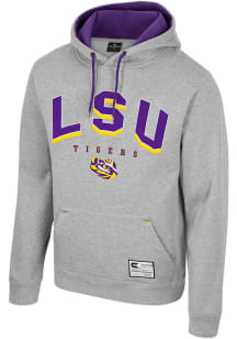 Colosseum LSU Tigers Mens Grey Ill Be Back Long Sleeve Hoodie