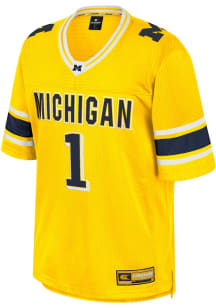 Mens Michigan Wolverines Yellow Colosseum No Fate Number One Football Jersey