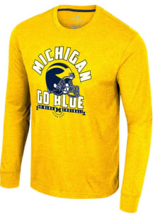 Mens Michigan Wolverines Yellow Colosseum No Problemo Football Tee
