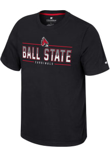 Colosseum Ball State Cardinals Black Resistance Short Sleeve T Shirt