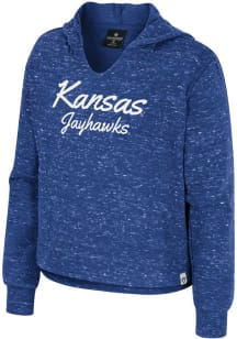Colosseum Kansas Jayhawks Girls Blue Rock Long Sleeve Hooded Sweatshirt