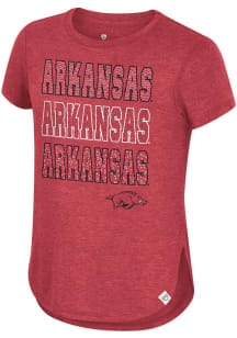 Colosseum Arkansas Razorbacks Girls Cardinal Hathaway Short Sleeve Fashion T-Shirt