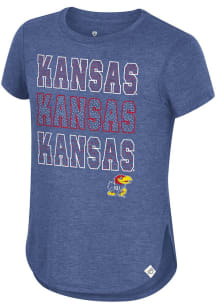 Colosseum Kansas Jayhawks Girls Blue Hathaway Short Sleeve Fashion T-Shirt