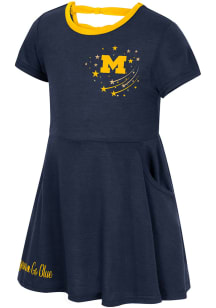 Colosseum Michigan Wolverines Toddler Girls Navy Blue Patty Short Sleeve Dresses
