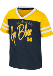Colosseum Michigan Wolverines Toddler Girls Navy Blue Summer Short Sleeve T-Shirt