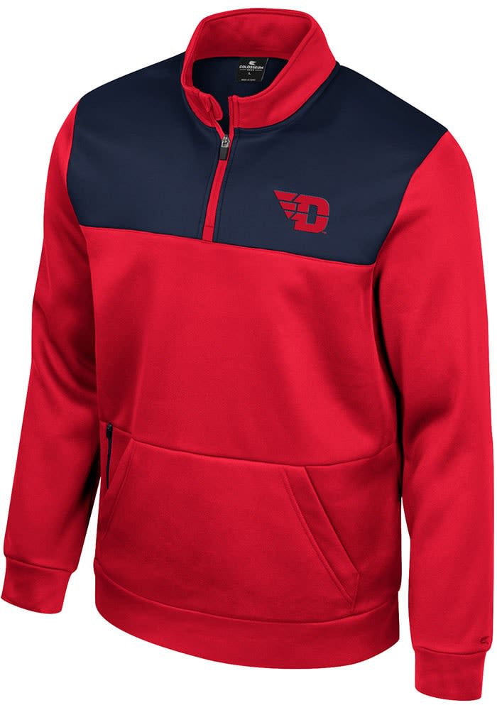 Colosseum Dayton Flyers Mens Red Lewis Long Sleeve Qtr Zip Pullover