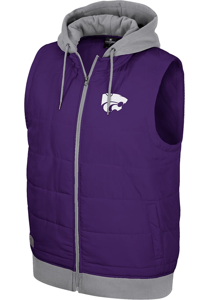 Colosseum K-State Wildcats Mens Purple Winters Morn Hooded Sleeveless Jacket