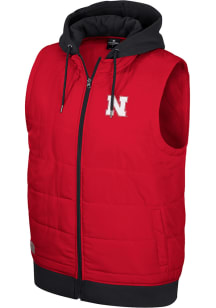 Colosseum Nebraska Cornhuskers Mens Red Winters Morn Hooded Sleeveless Jacket