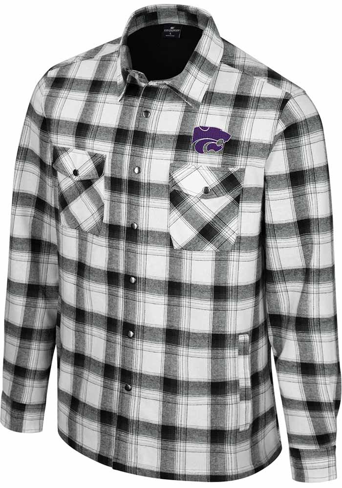 Colosseum K-State Wildcats Mens White Silent Majesty Plaid Light Weight Jacket