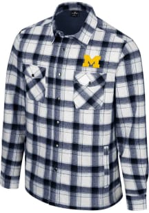 Colosseum Michigan Wolverines Mens White Silent Majesty Plaid Light Weight Jacket
