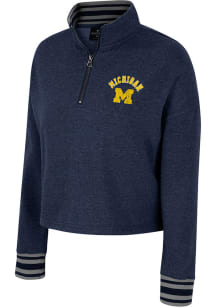 Womens Michigan Wolverines Navy Blue Colosseum Lovely 1/4 Zip Pullover