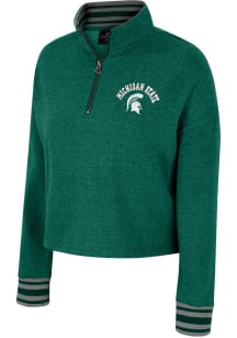 Womens Michigan State Spartans Green Colosseum Lovely 1/4 Zip Pullover