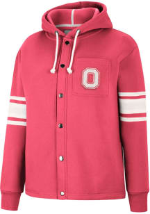 Womens Ohio State Buckeyes Red Colosseum Snap Long Sleeve Full Zip Jacket