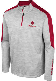 Colosseum Indiana Hoosiers Mens Grey Cousins Long Sleeve 1/4 Zip Pullover