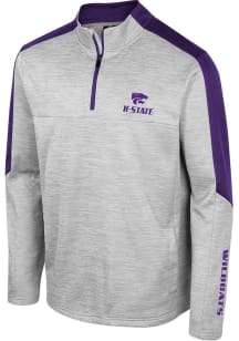 Colosseum K-State Wildcats Mens Grey Cousins Long Sleeve 1/4 Zip Pullover
