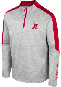 Colosseum Miami RedHawks Mens Grey Cousins Long Sleeve 1/4 Zip Pullover
