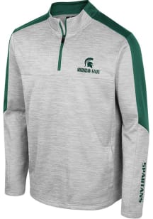 Colosseum Michigan State Spartans Mens Grey Cousins Long Sleeve 1/4 Zip Pullover