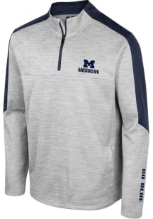 Colosseum Michigan Wolverines Mens Grey Cousins Long Sleeve 1/4 Zip Pullover