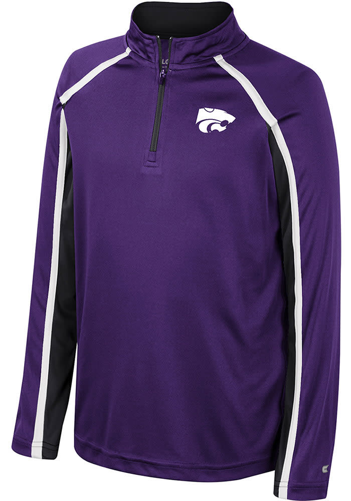 Colosseum K-State Wildcats Youth Purple Eddie Long Sleeve Quarter Zip Shirt