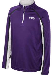 Colosseum TCU Horned Frogs Youth Purple Eddie Long Sleeve Quarter Zip Shirt