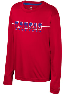 Colosseum Kansas Jayhawks Youth Red Eddie Long Sleeve T-Shirt