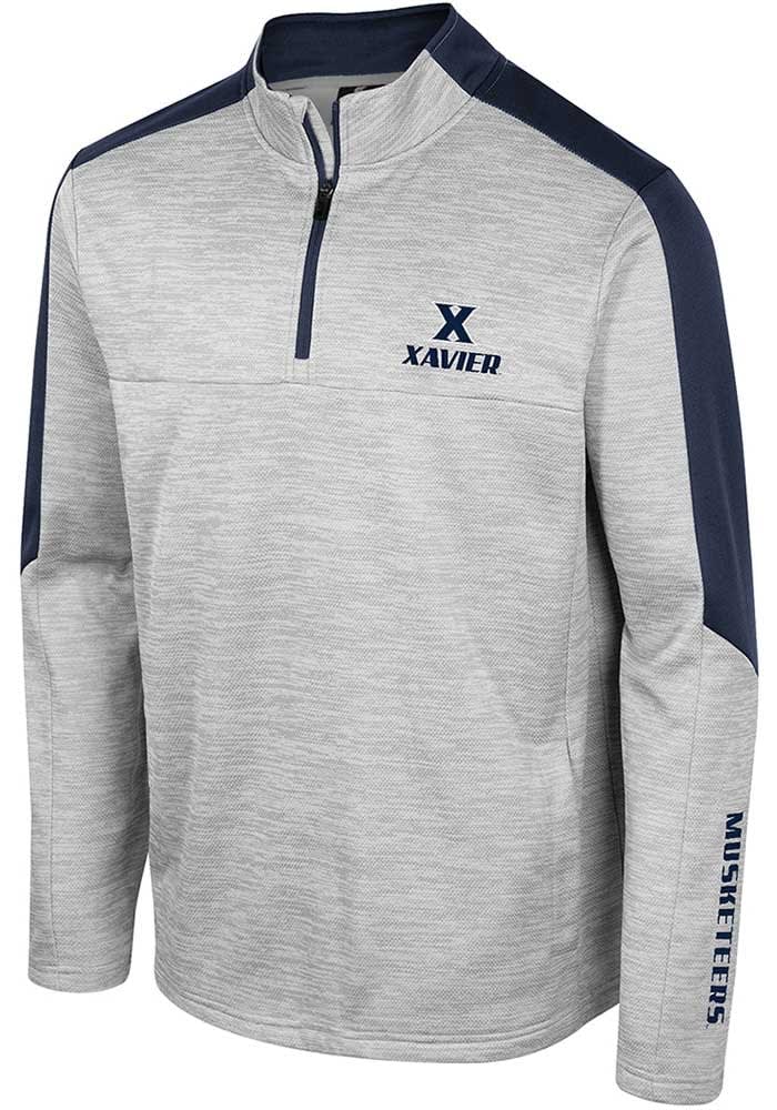 Colosseum Xavier Musketeers Mens Grey Cousins Long Sleeve Qtr Zip Pullover