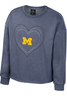 Colosseum Michigan Wolverines Girls Navy Blue Audrey Long Sleeve Sweatshirt