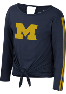 Colosseum Michigan Wolverines Girls Navy Blue Flaming Decorations Long Sleeve T-shirt