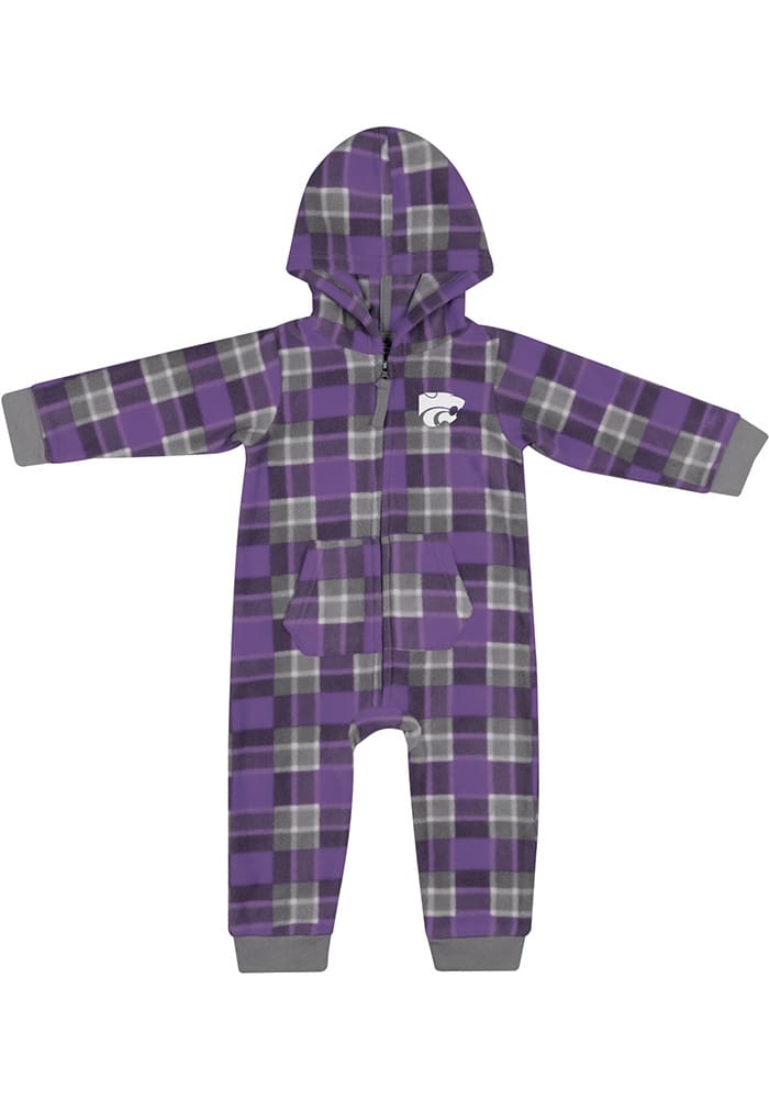 Colosseum K-State Wildcats Baby Purple Plugged In Loungewear One Piece Pajamas