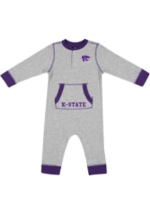 Colosseum K-State Wildcats Baby Grey Power Shortage Loungewear One Piece Pajamas