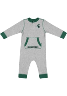 Colosseum Michigan State Spartans Baby Grey Power Shortage Loungewear One Piece Pajamas